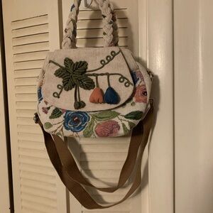 Floral Embroidered Canvas Bag NWOT